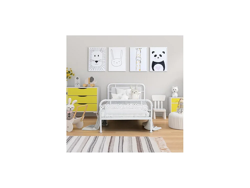 JULY Lit enfant 90 x 190 cm en métal - Gris clair - Sommier inlcus