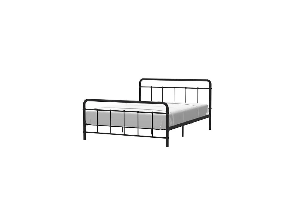 AARON Lit adulte 140x190 cm en métal a barreaux - Noir - Sommier inclus