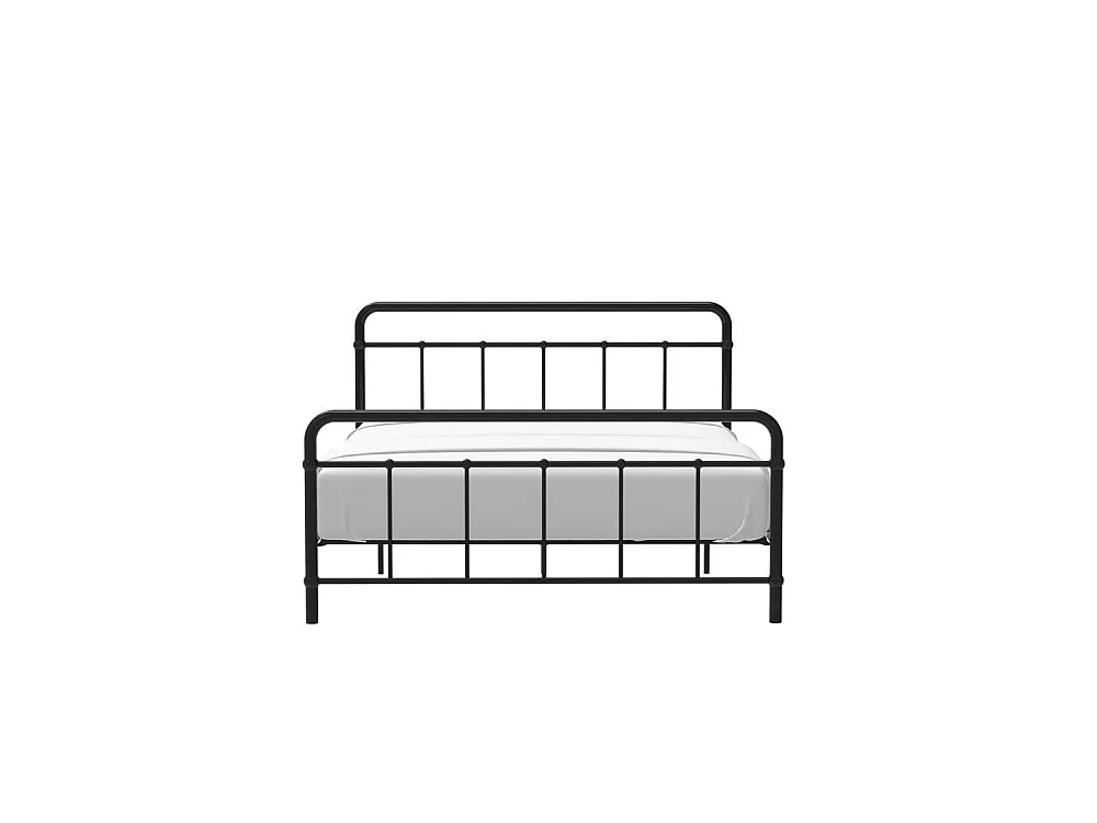 AARON Lit adulte 140x190 cm en métal a barreaux - Noir - Sommier inclus