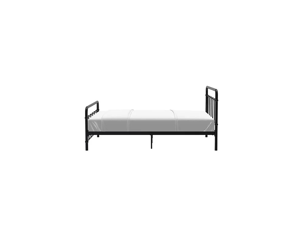 AARON Lit adulte 140x190 cm en métal a barreaux - Noir - Sommier inclus