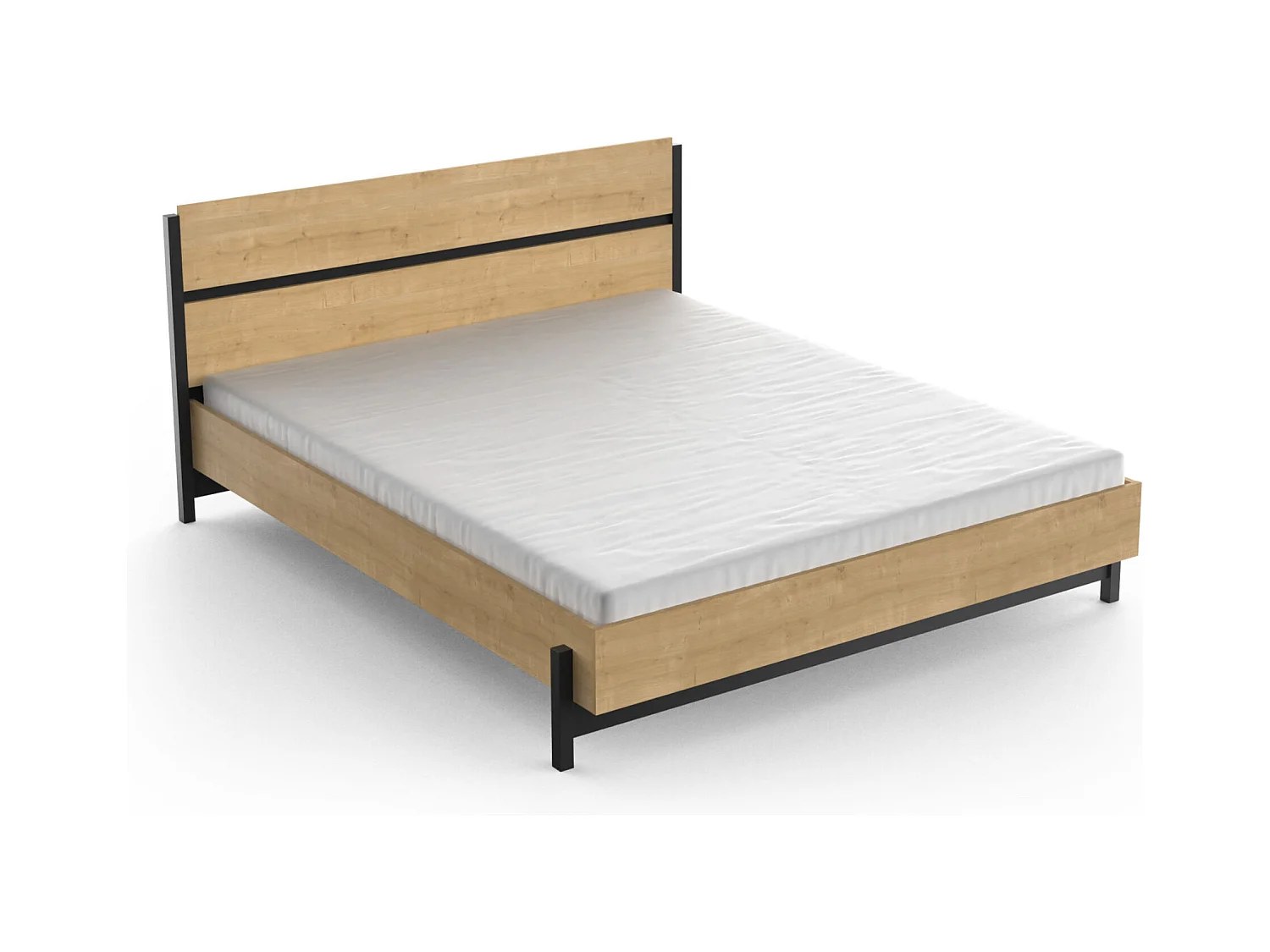 Lit adulte - CRAFT - Chêne et Noir - 160 x 200 cm - DEMEYERE