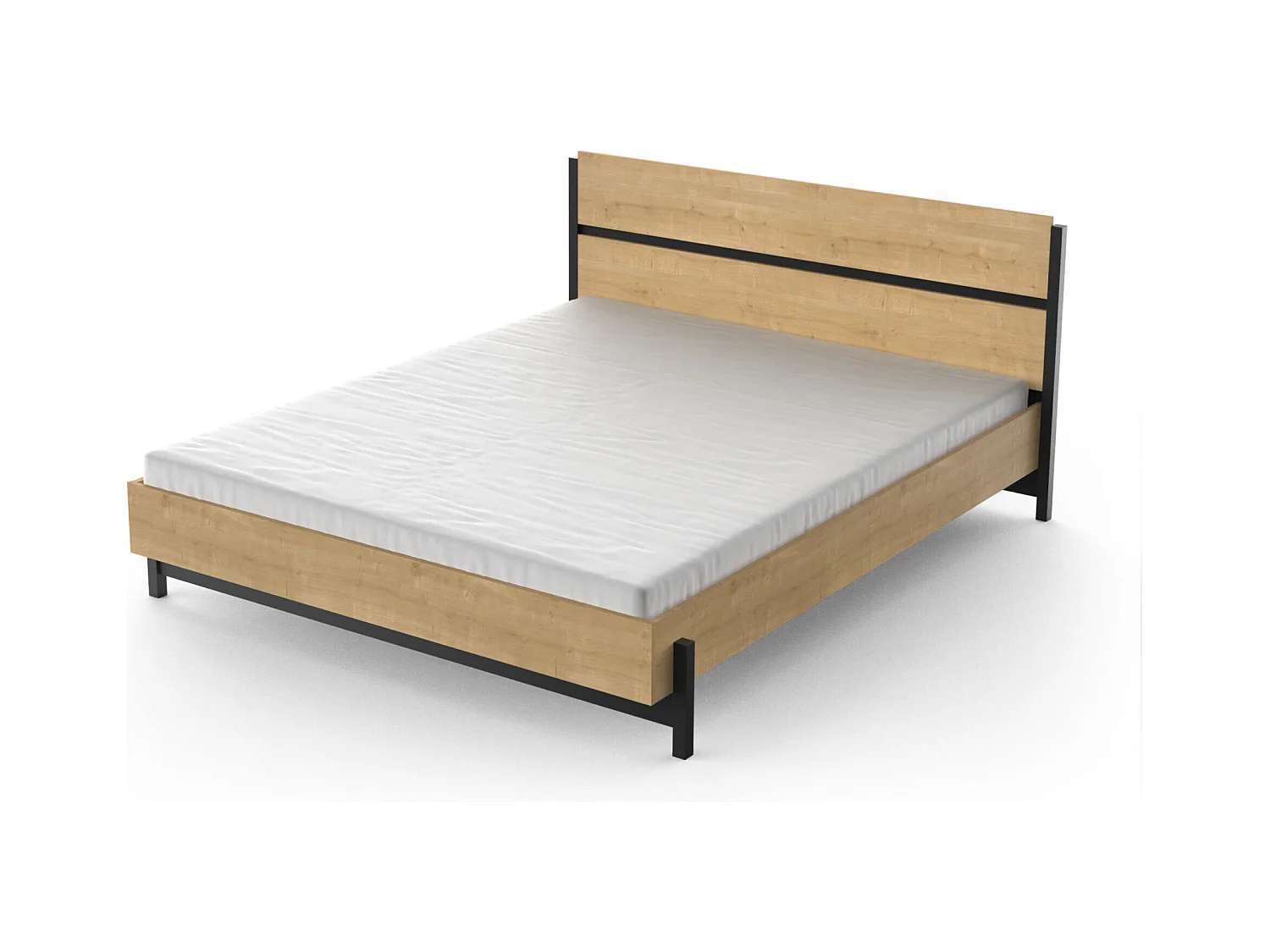 Lit adulte - CRAFT - Chêne et Noir - 160 x 200 cm - DEMEYERE