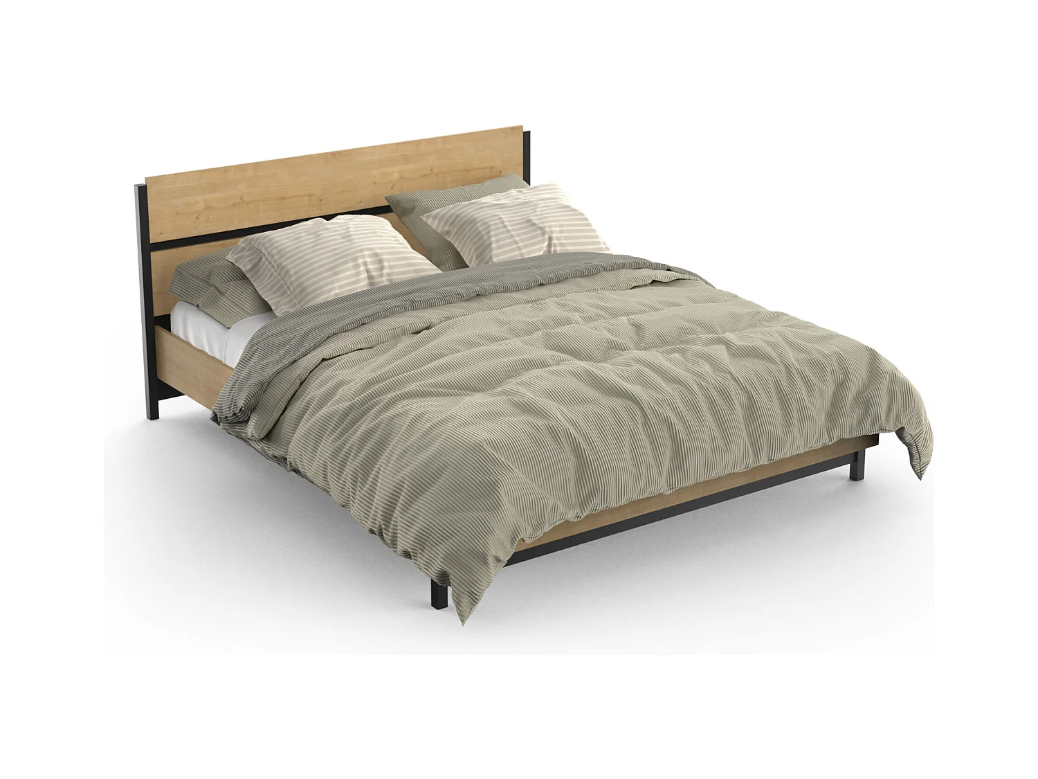 Lit adulte - CRAFT - Chêne et Noir - 160 x 200 cm - DEMEYERE
