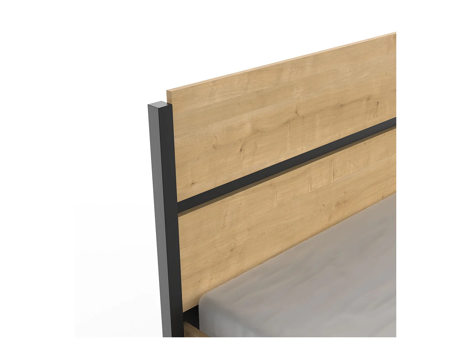 Lit adulte - CRAFT - Chêne et Noir - 160 x 200 cm - DEMEYERE