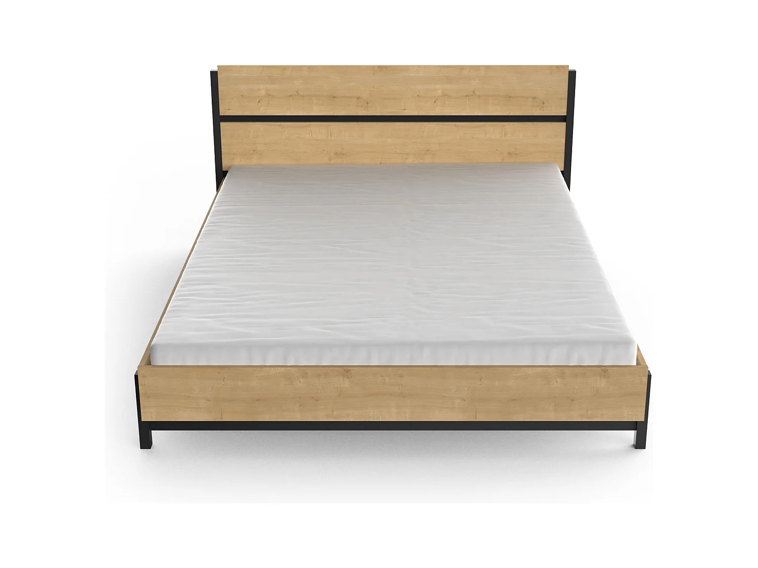 Lit adulte - CRAFT - Chêne et Noir - 160 x 200 cm - DEMEYERE