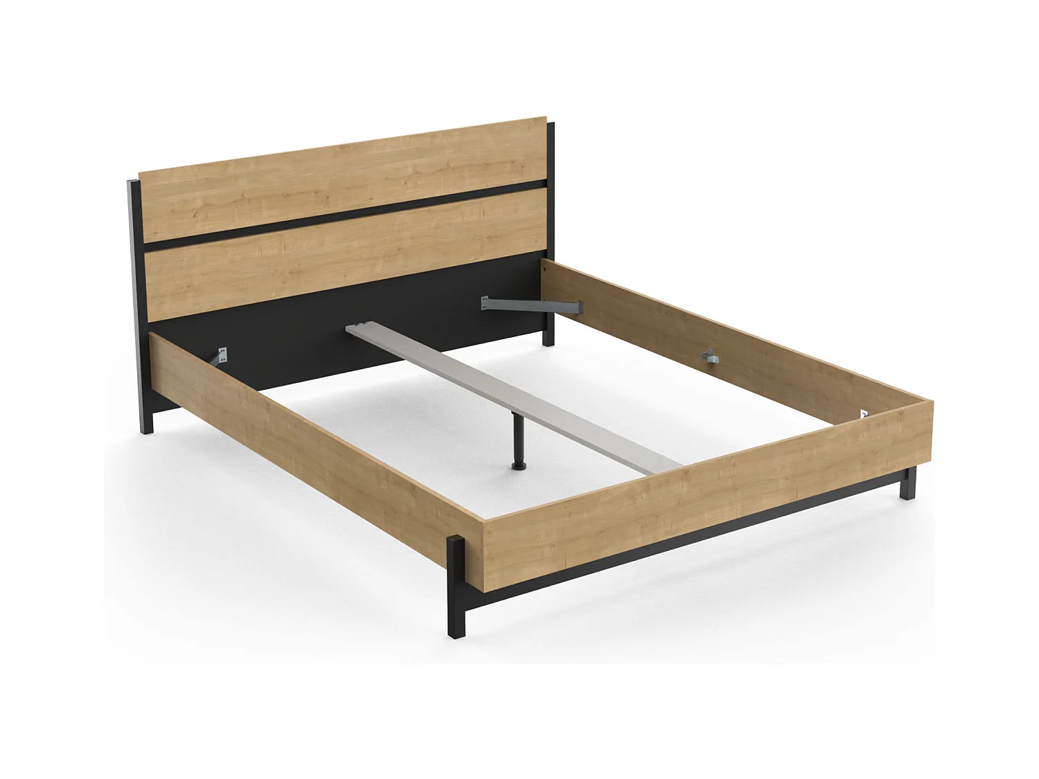 Lit adulte - CRAFT - Chêne et Noir - 160 x 200 cm - DEMEYERE