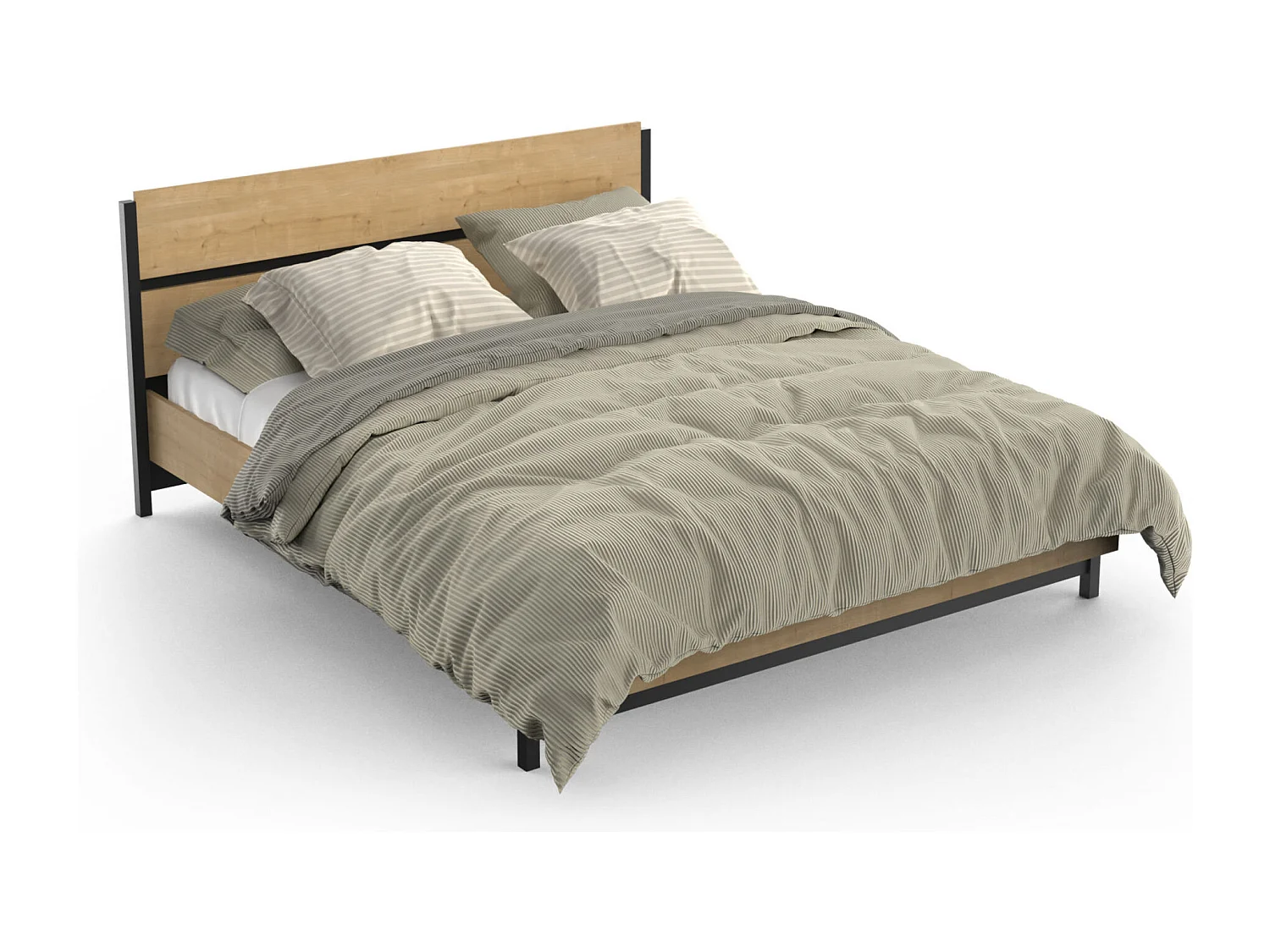 Lit adulte - CRAFT - Chêne et Noir - 160 x 200 cm - DEMEYERE