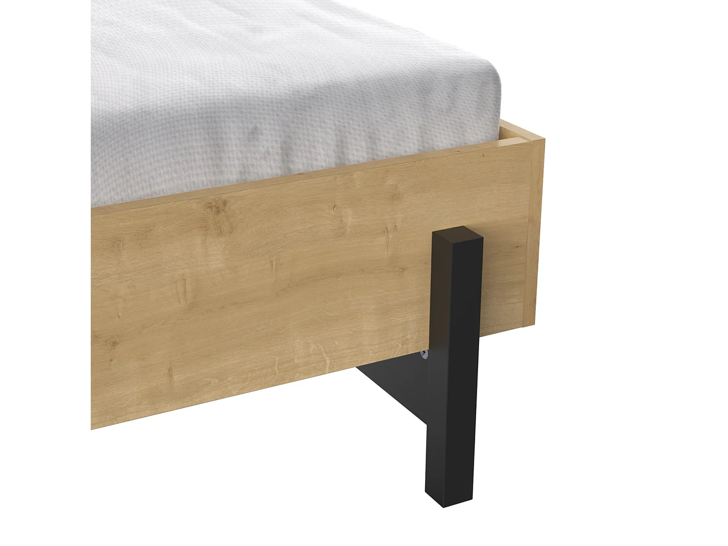 Lit adulte - CRAFT - Chêne et Noir - 160 x 200 cm - DEMEYERE