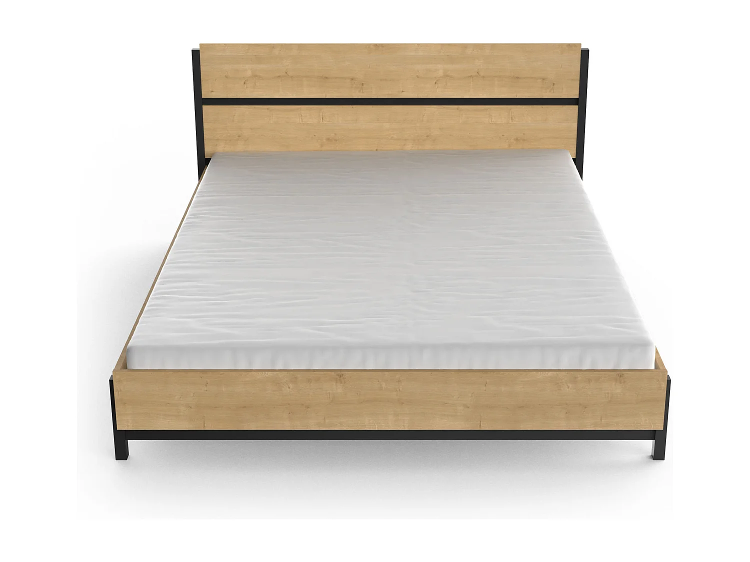 Lit adulte - CRAFT - Chêne et Noir - 160 x 200 cm - DEMEYERE