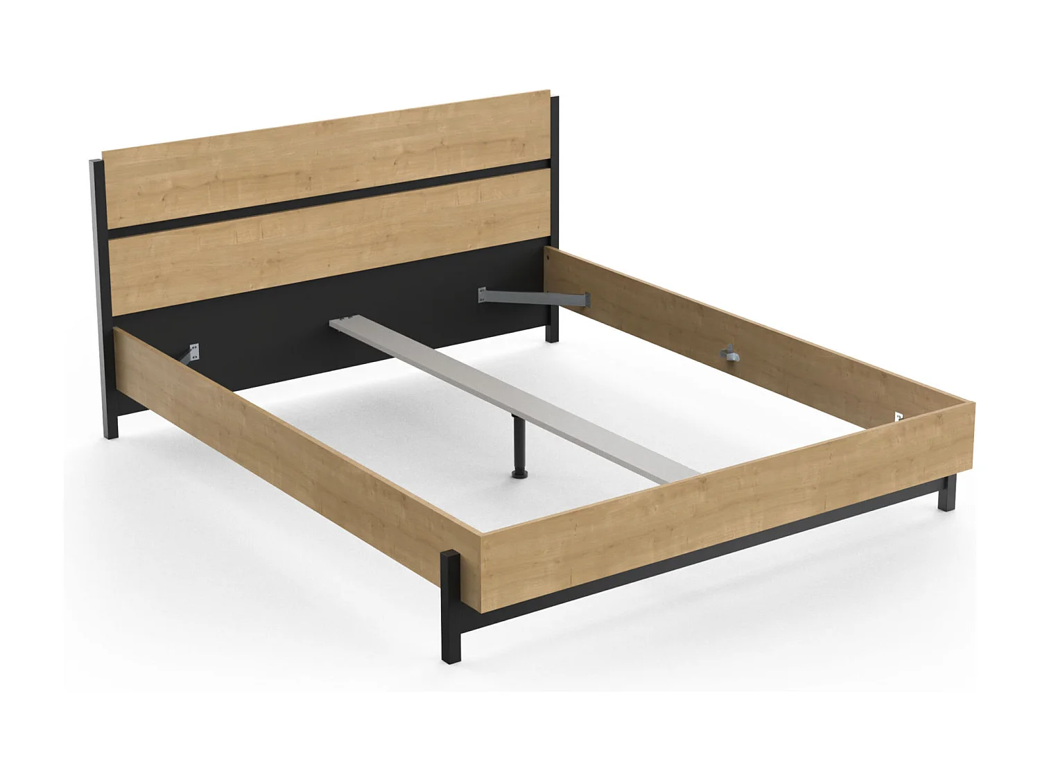 Lit adulte - CRAFT - Chêne et Noir - 160 x 200 cm - DEMEYERE