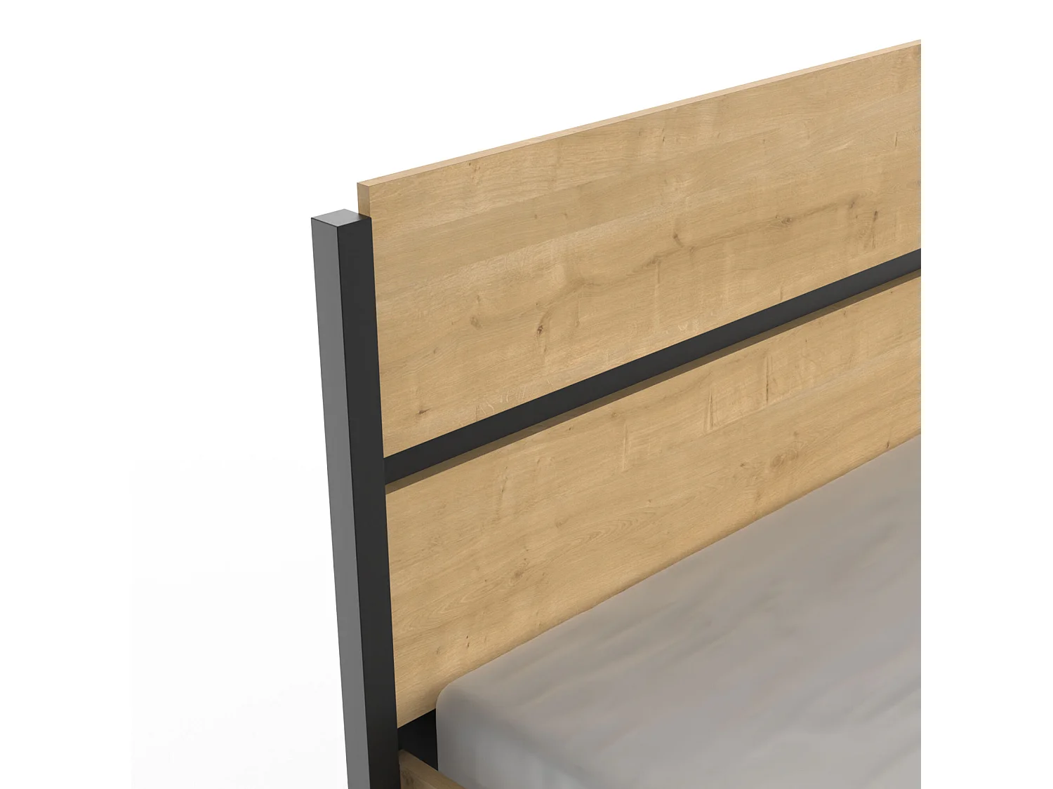 Lit adulte - CRAFT - Chêne et Noir - 160 x 200 cm - DEMEYERE