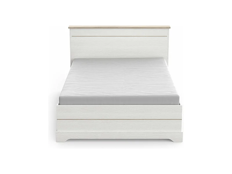 Bett mit 2 Schubladen und 2 Nischen 140x190 cm weiß Cottage