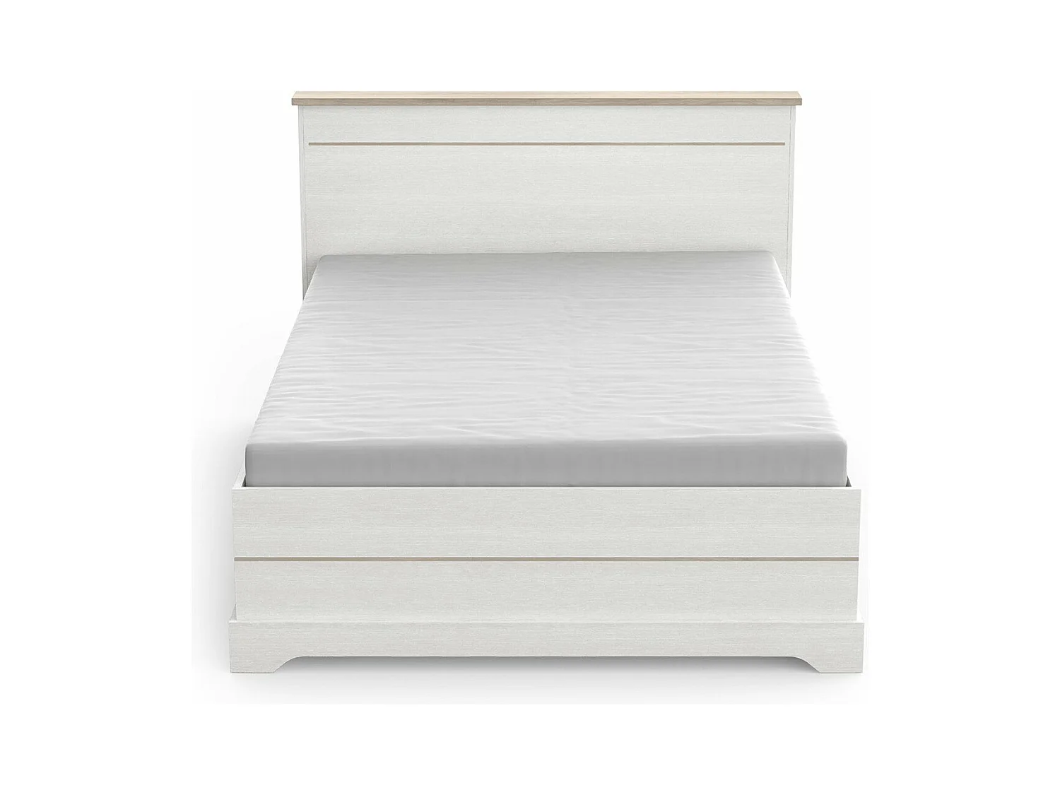 Lit 2 tiroirs et 2 niches 140x190 cm blanc Cottage