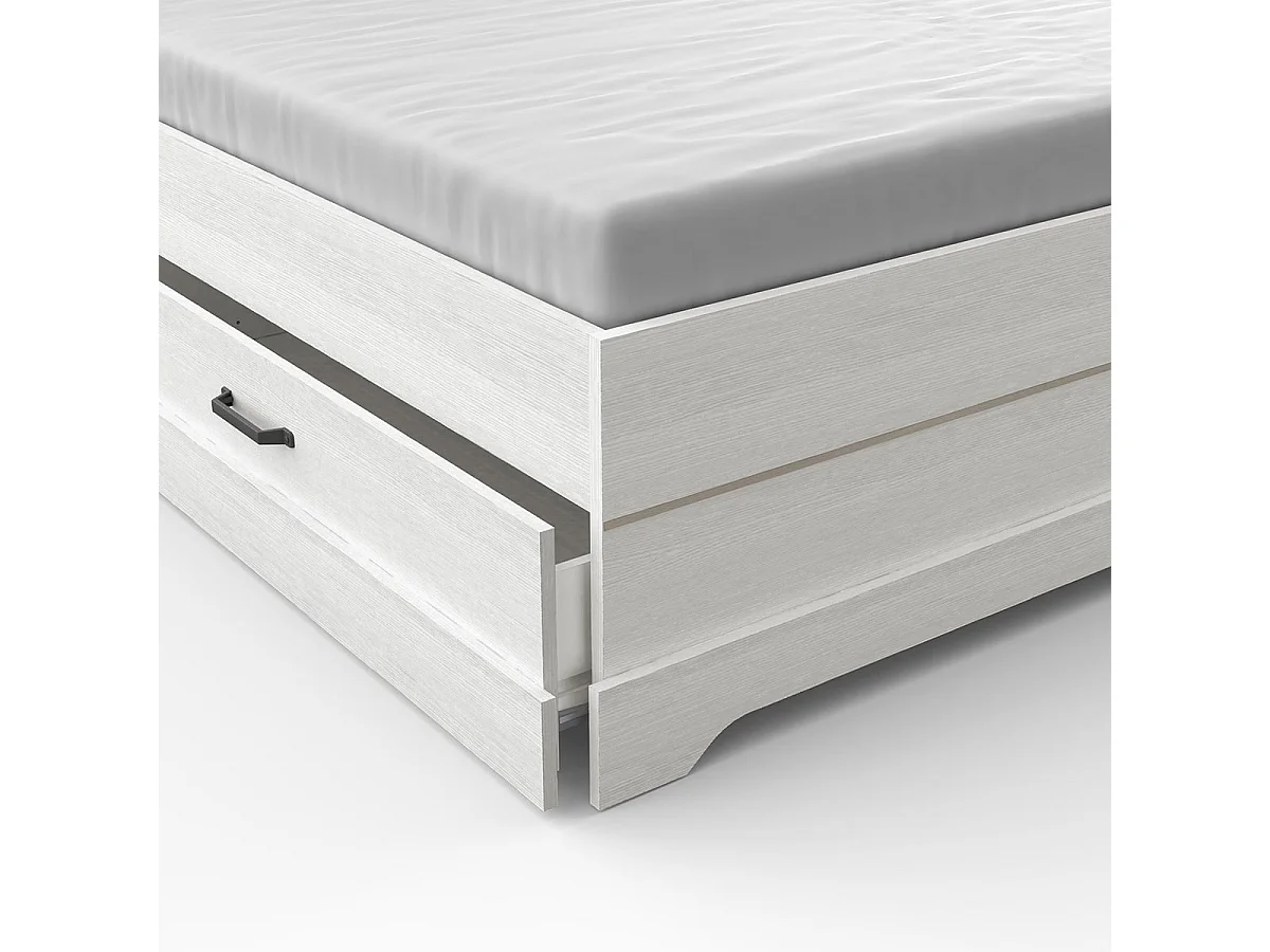 Cama con 2 cajones y 2 estantes 140x190 cm blanco Cottage