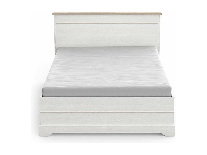 Lit 2 tiroirs et 2 niches 140x190 cm blanc Cottage