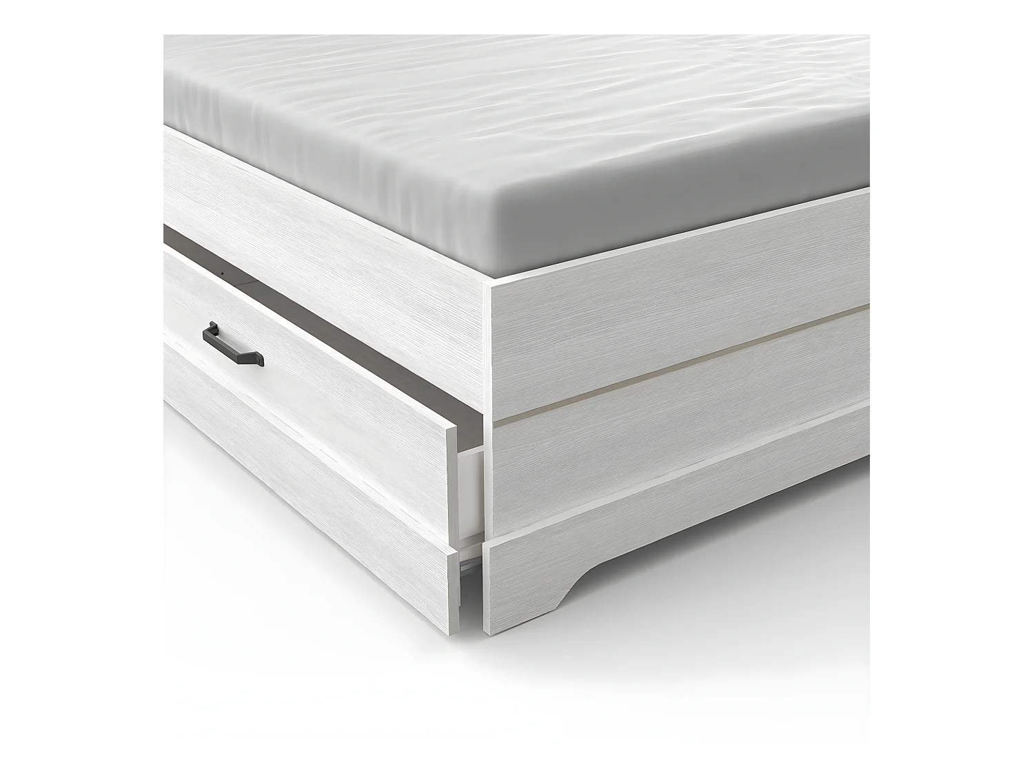 Cama con 2 cajones y 2 estantes 160x200 cm blanco Cottage