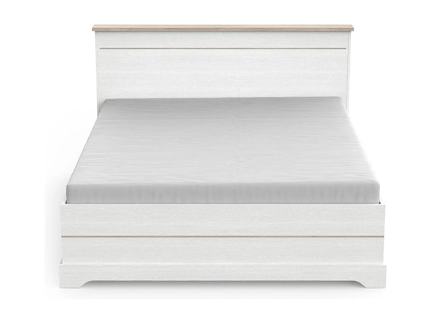 Lit 2 tiroirs et 2 niches 160x200 cm blanc Cottage