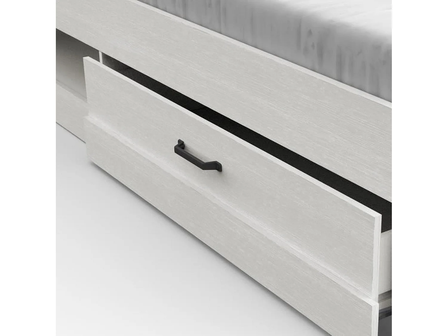 Lit 2 tiroirs et 2 niches 160x200 cm blanc Cottage