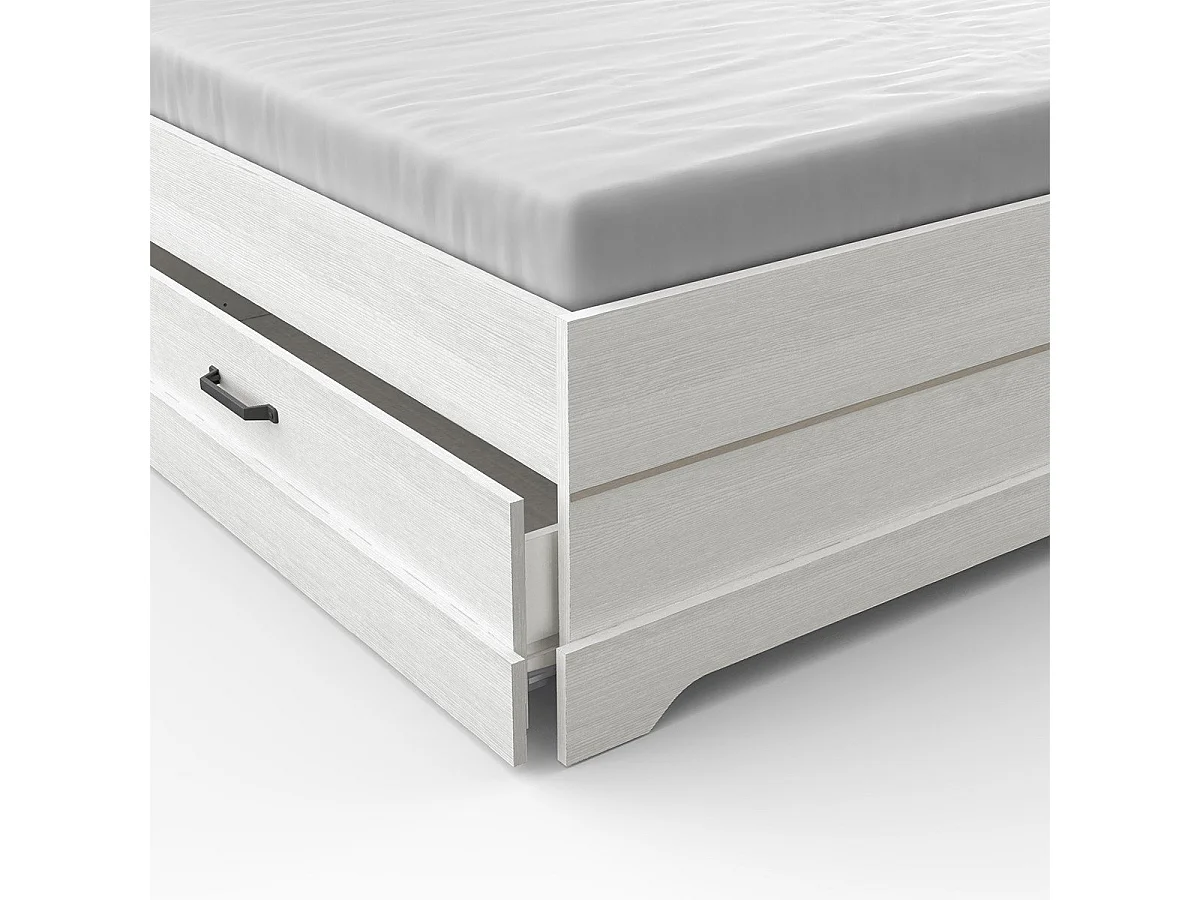 Lit 2 tiroirs et 2 niches 160x200 cm blanc Cottage