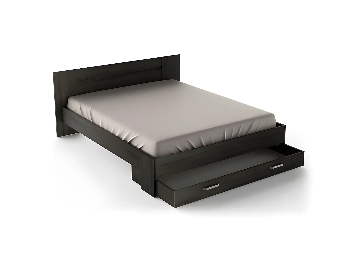 Lit adulte RICHMOND 160x200 cm - Décor chene Waterford - 1 Tiroir - L 180,20 x P 205,60 x H 79,40 cm -