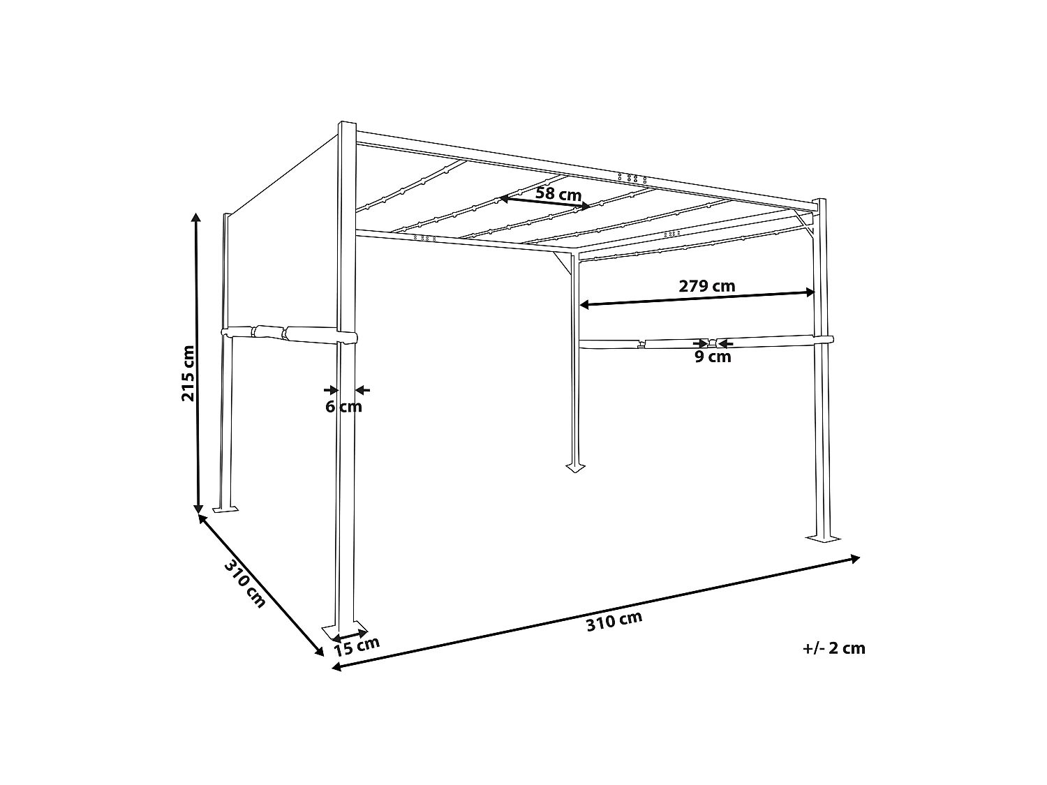Pergola mit LED-Beleuchtung Stahl beige 310 x 310 cm PARGA