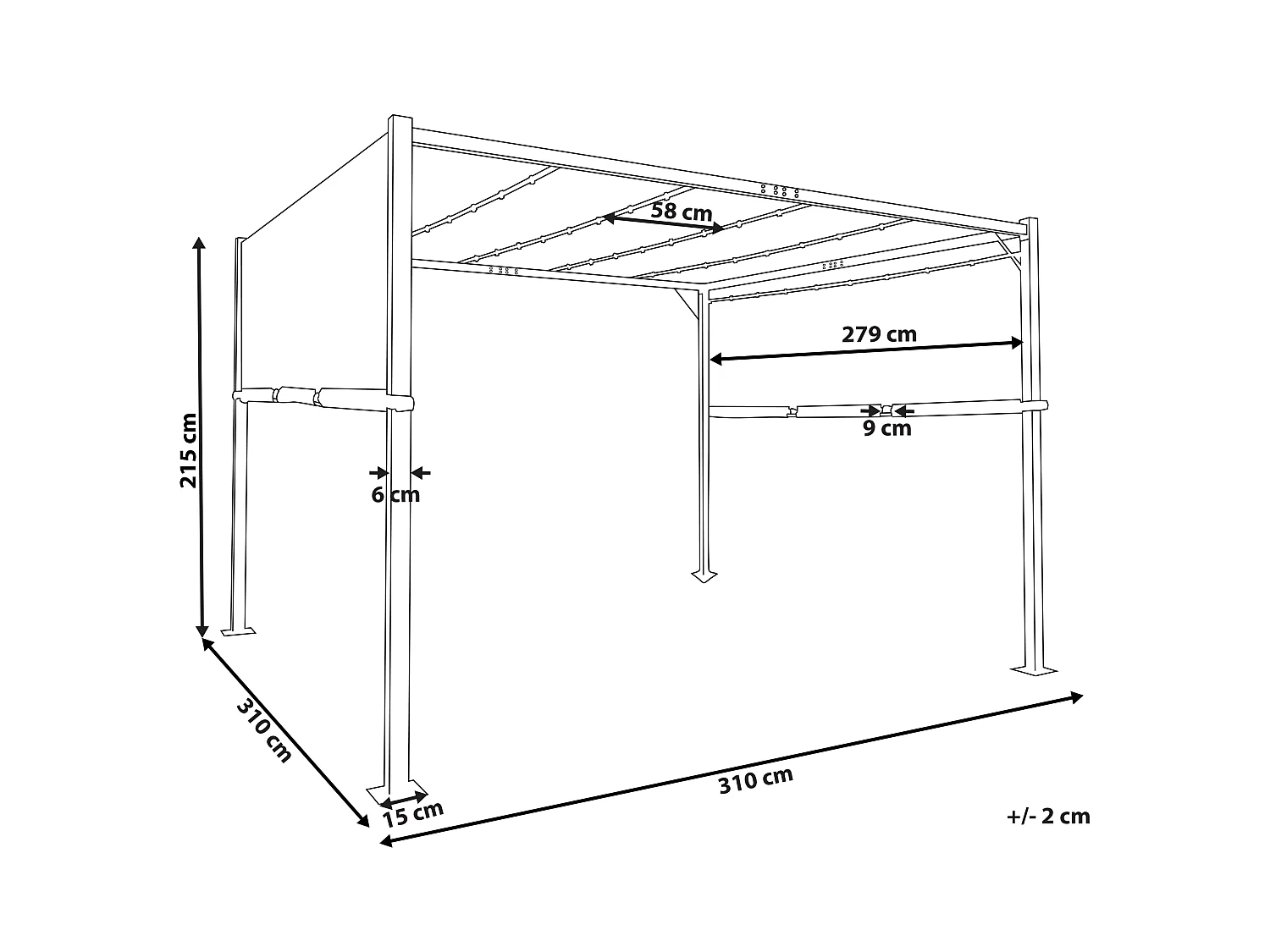 Pawilon ogrodowy LED PARGA Metal 310 cm 310 cm Beżowy