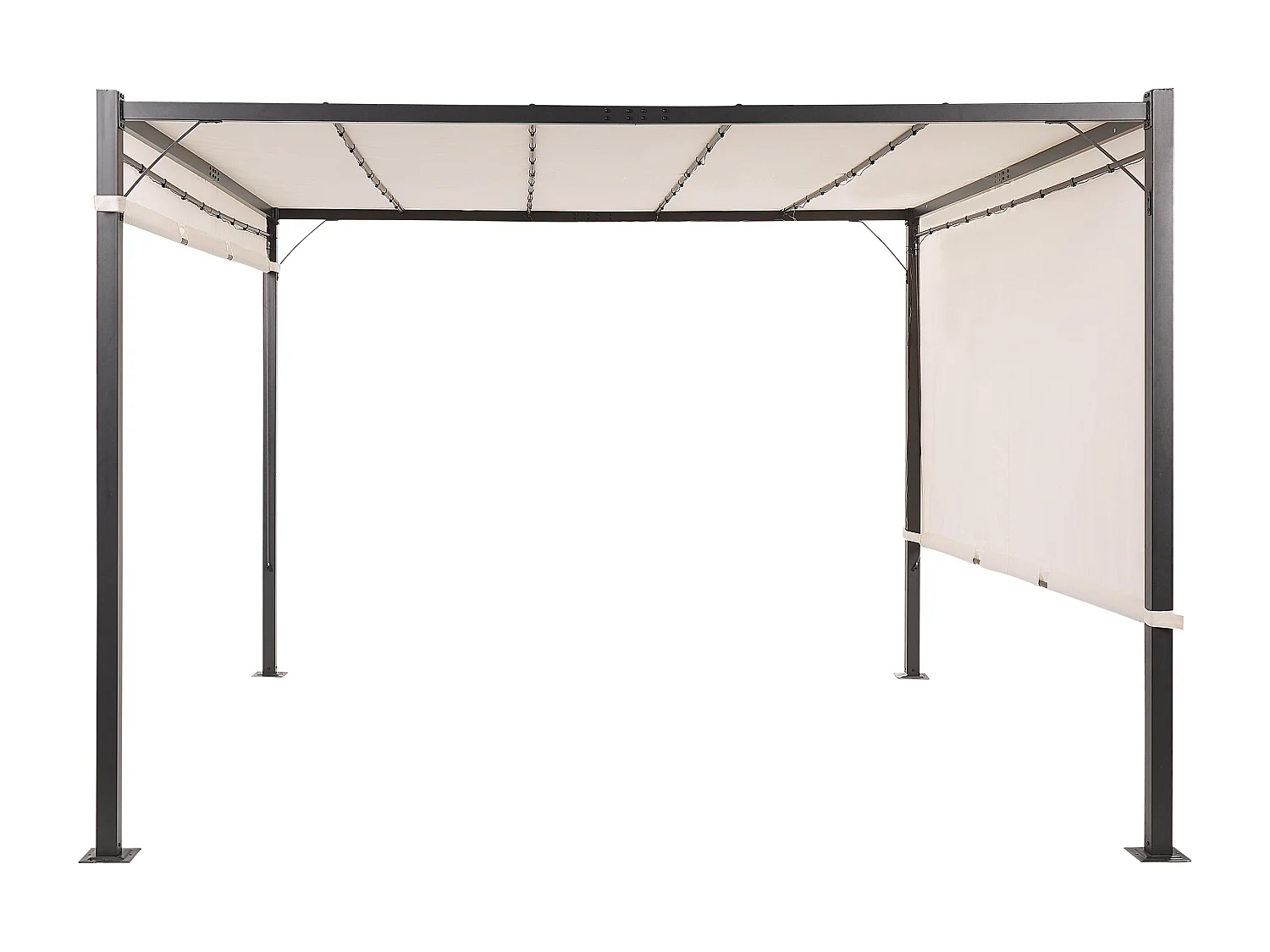 Gazebo LED metallo e tessuto beige e nero 310 cm PARGA