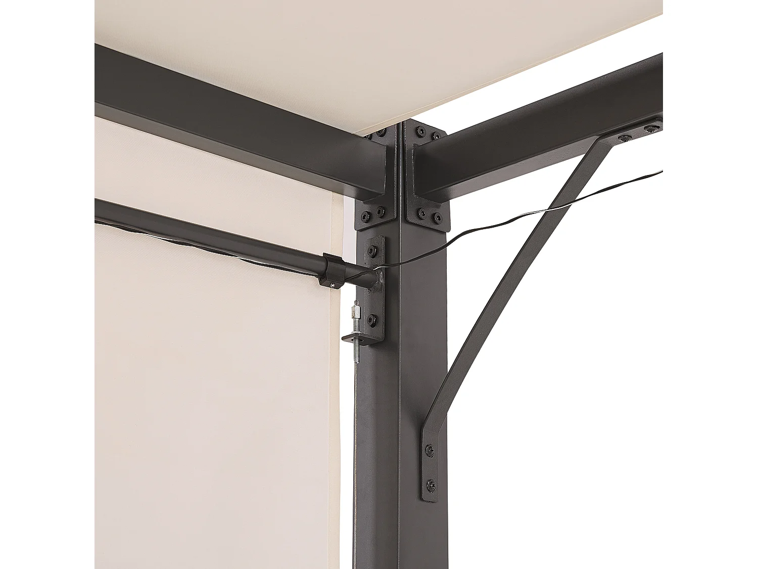 Gazebo LED metallo e tessuto beige e nero 310 cm PARGA