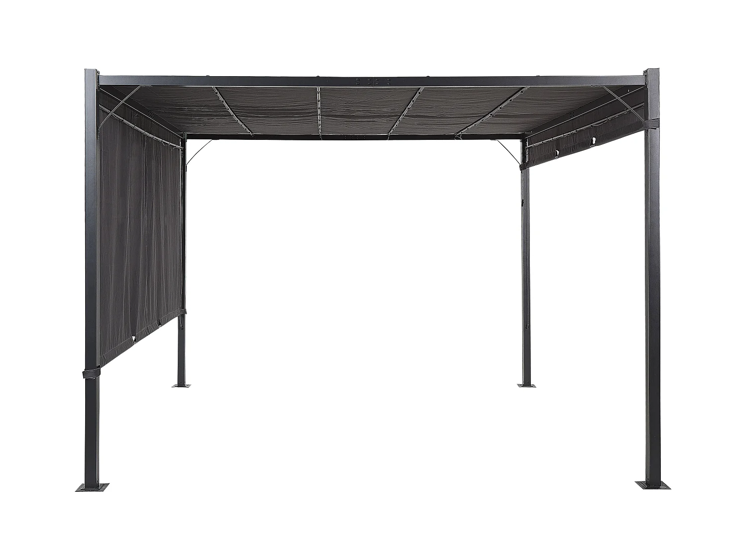 Cenador LED de metal/poliester gris oscuro/negro 310 cm PARGA