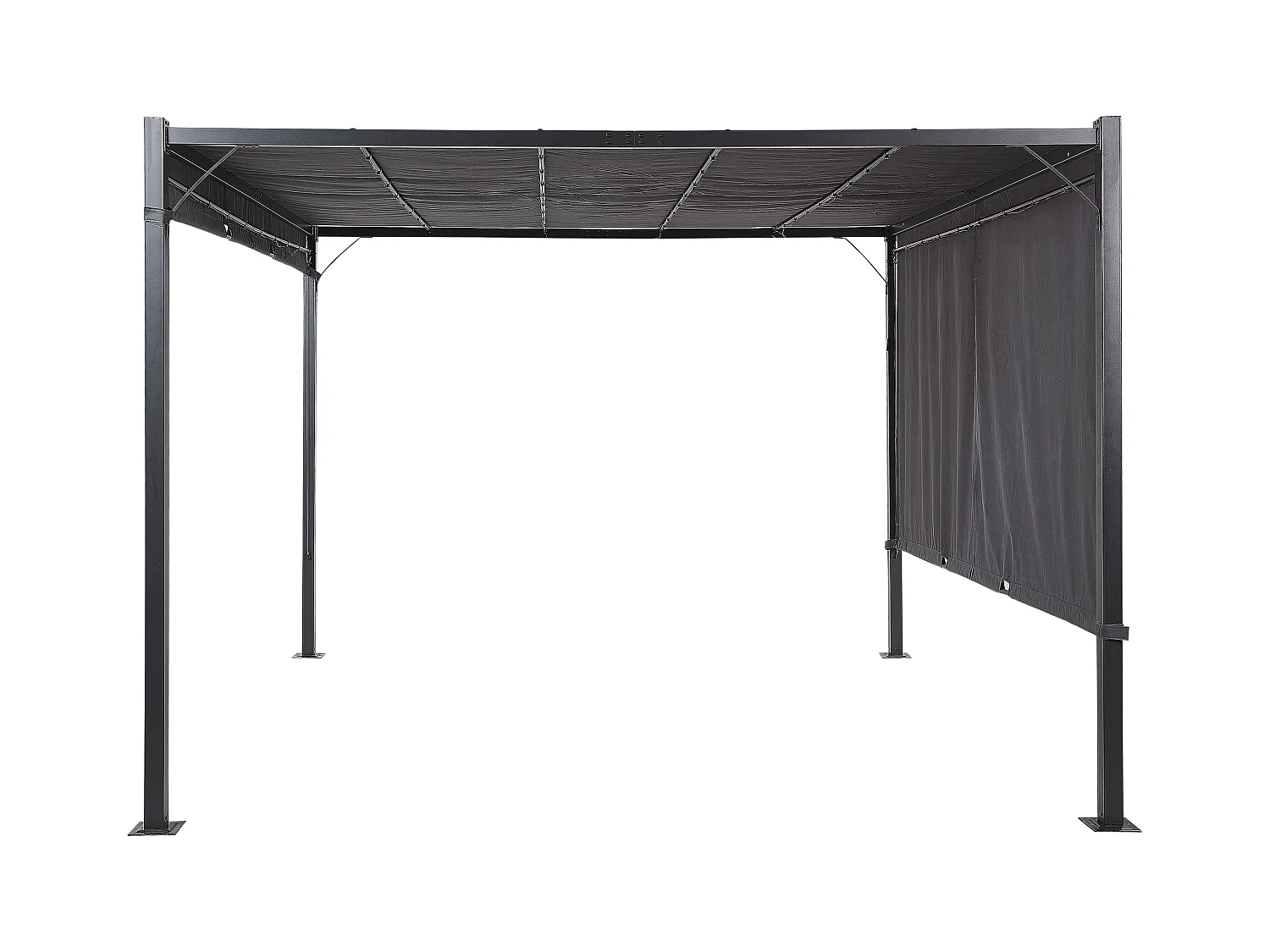 Cenador LED de metal/poliester gris oscuro/negro 310 cm PARGA
