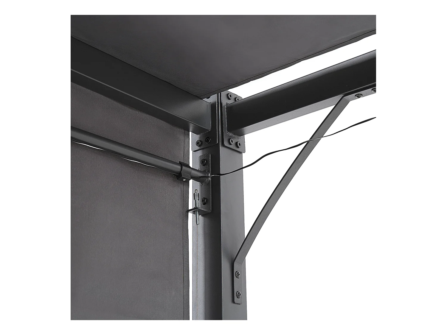 Cenador LED de metal/poliester gris oscuro/negro 310 cm PARGA