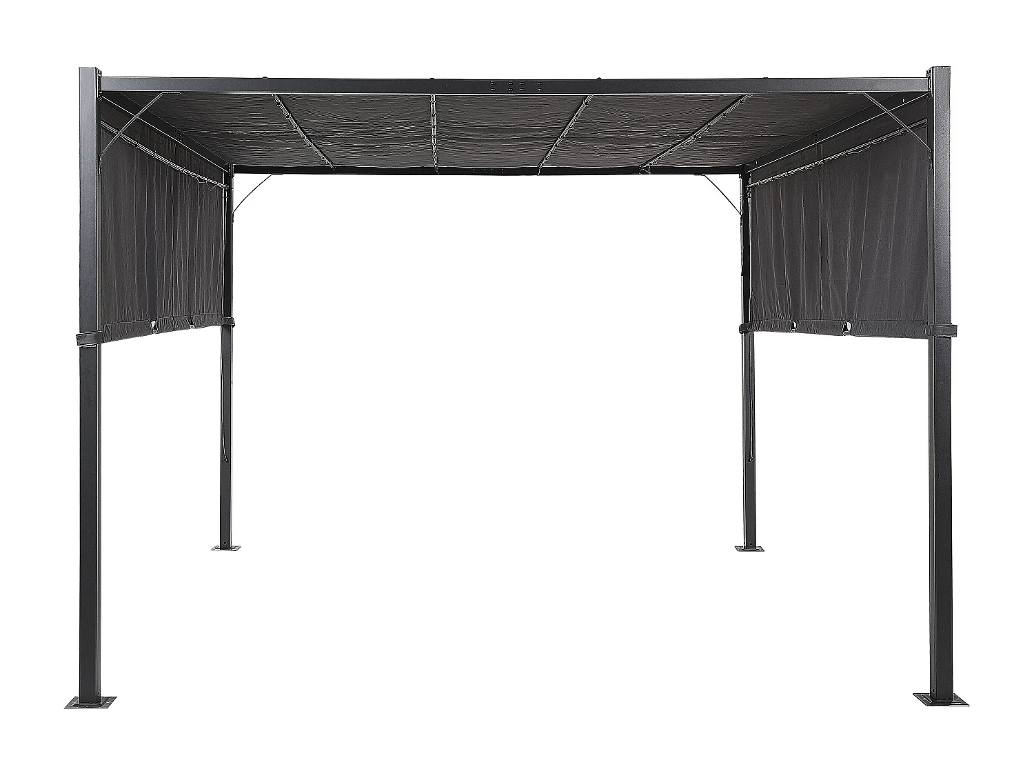 Gazebo LED metallo e tessuto grigio scuro e nero 310 cm PARGA