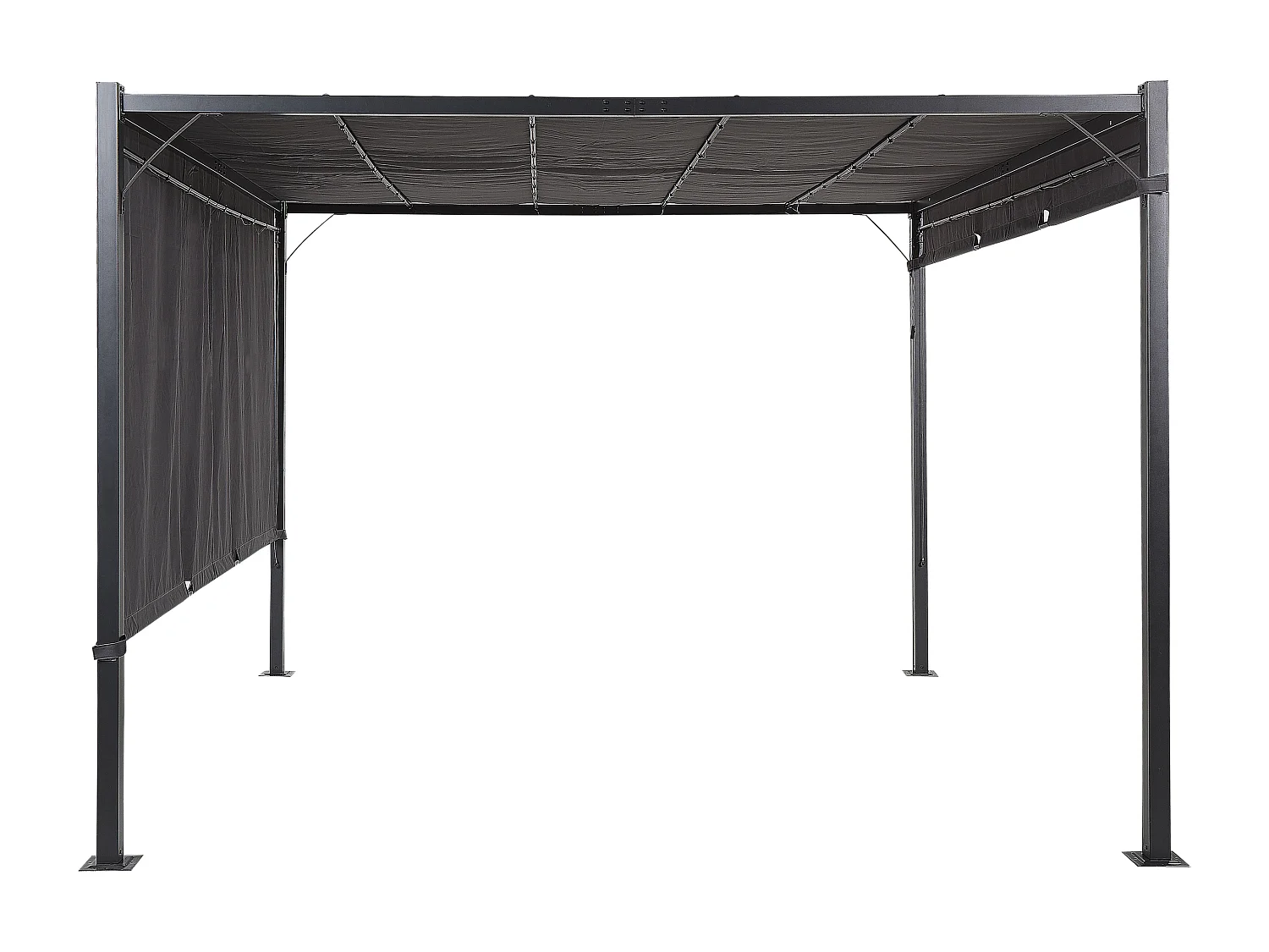 Gazebo LED metallo e tessuto grigio scuro e nero 310 cm PARGA