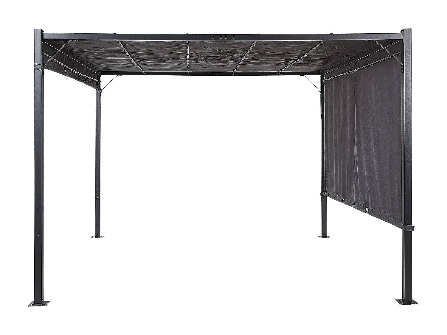 Gazebo LED metallo e tessuto grigio scuro e nero 310 cm PARGA