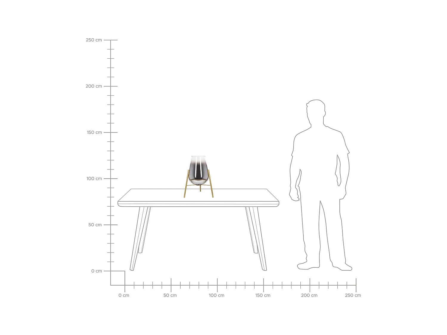 Tischlampe aus Stahl und Goldglas 44 cm Mena