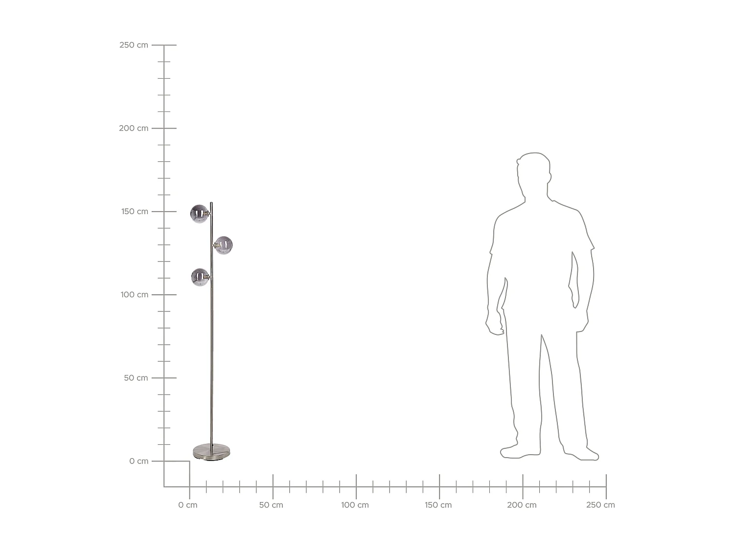 Stehlampe aus Metall mit 3 Lichtern Metallleuchte silber Ramis