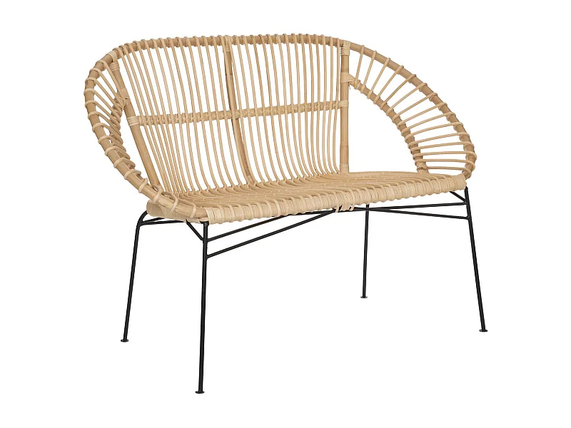 Banquette 2 places en Rotin  et Métal 120 x 85 cm