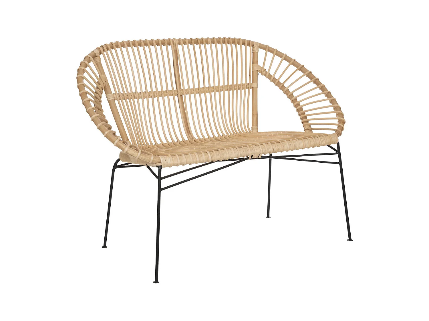 Banquette 2 places en Rotin  et Métal 120 x 85 cm