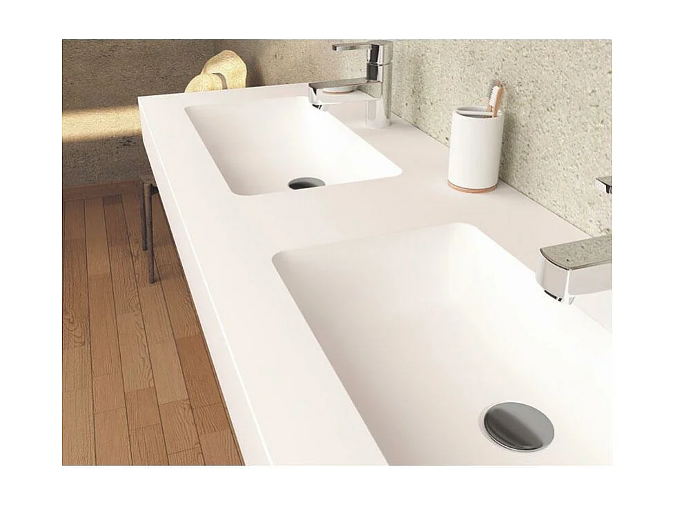 Waschbecken hängend - Solid Surface CARDIFF MURO DOBLE 120 cm