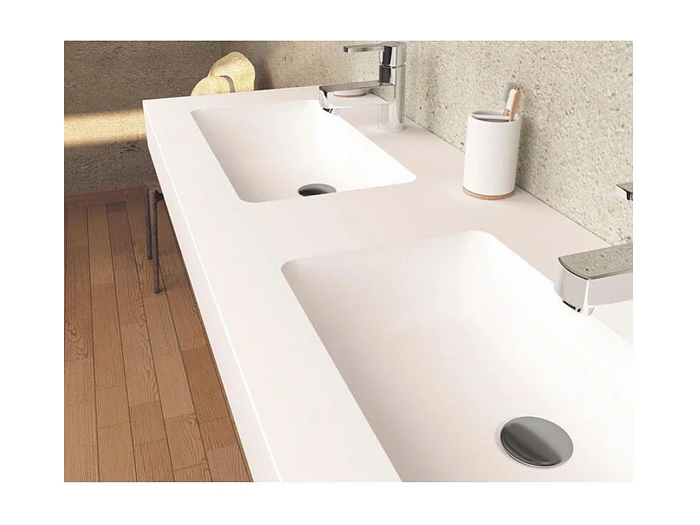 Waschbecken hängend - Solid Surface CARDIFF MURO DOBLE 160 cm