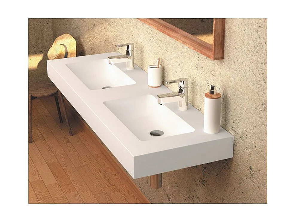 Waschbecken hängend - Solid Surface CARDIFF MURO DOBLE 160 cm
