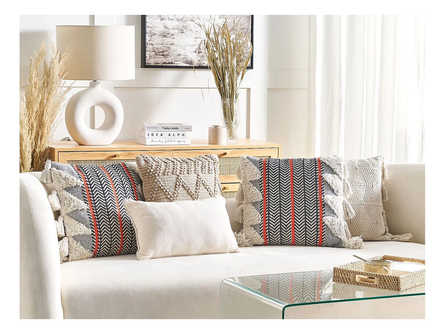 Conjunto de 2 cojines decorativos BOUVARDIA Algodón 45 x 45 cm Gris Patrón chevrón