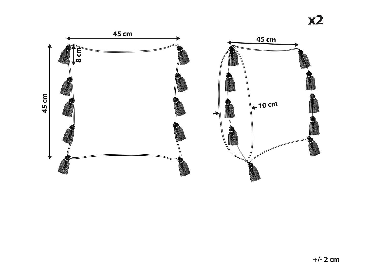 Conjunto de 2 cojines decorativos BOUVARDIA Algodón 45 x 45 cm Gris Patrón chevrón