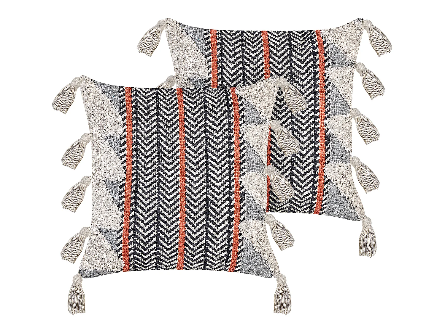 Lot de 2 coussins décoratifs BOUVARDIA Coton 45 x 45 cm Gris Motif à chevrons