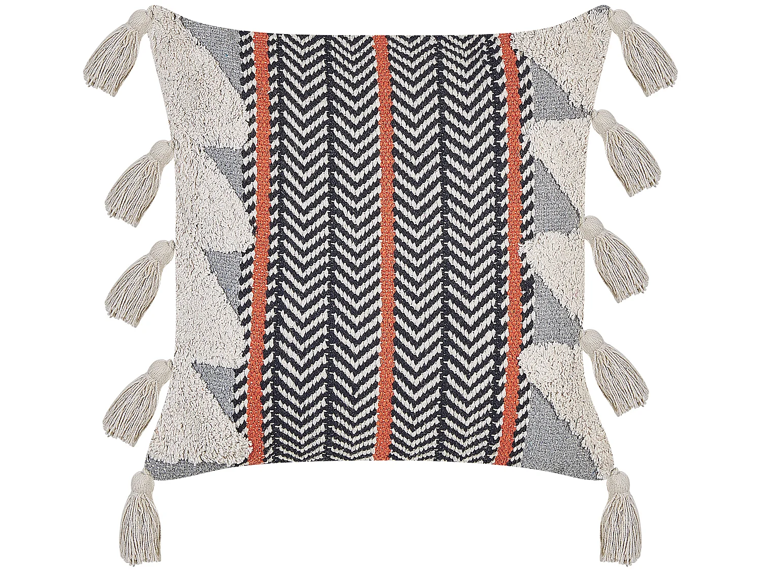 Lot de 2 coussins décoratifs BOUVARDIA Coton 45 x 45 cm Gris Motif à chevrons