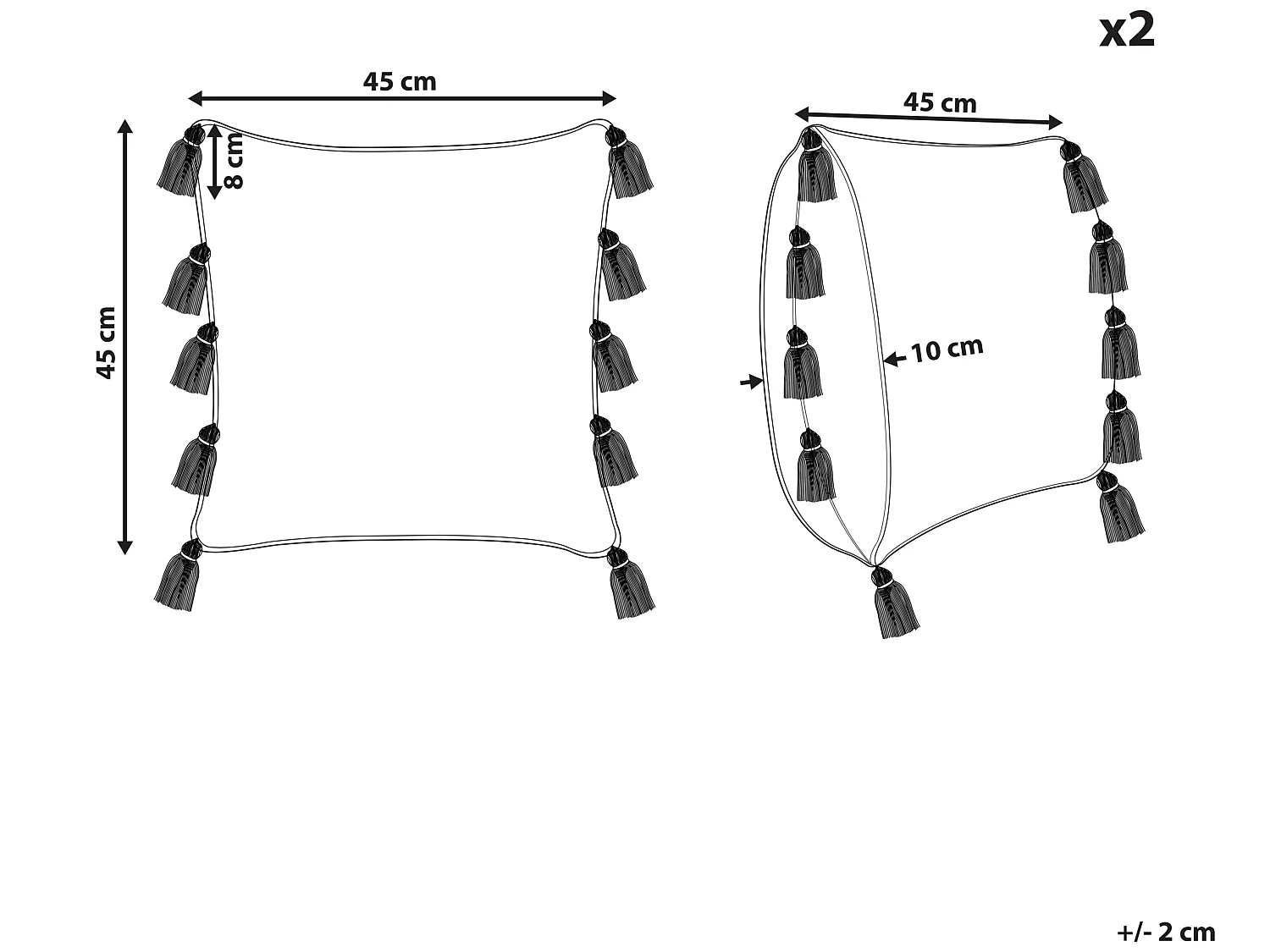 Conjunto de 2 cojines decorativos BOUVARDIA Algodón 45 x 45 cm Gris Patrón chevrón