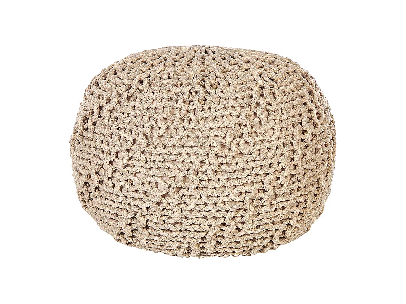 Runder Pouf Ottomane Baumwolle beige 50 x 50 x 35 cm gestrickt Boho Priene