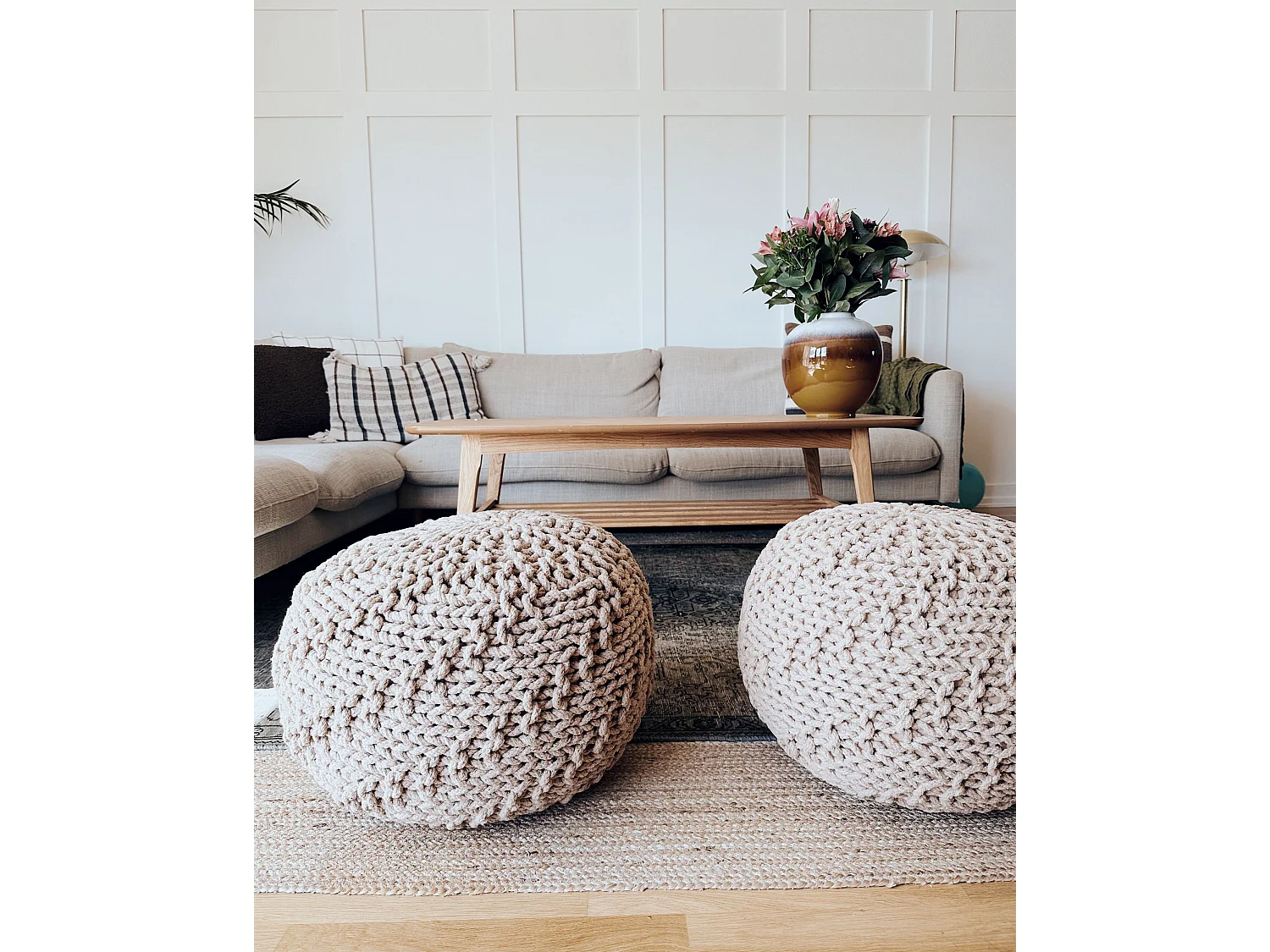 Pouf PRIENE Baumwolle Beige 50 cm 50 cm 35 cm