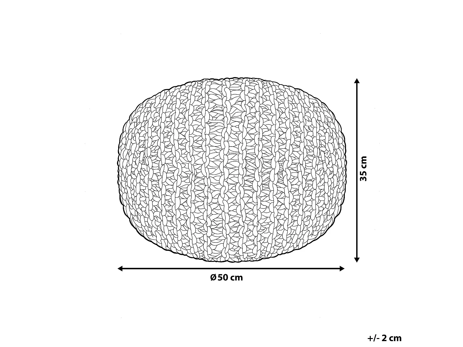 Pouf PRIENE Cotone Nero 50 cm 50 cm 35 cm