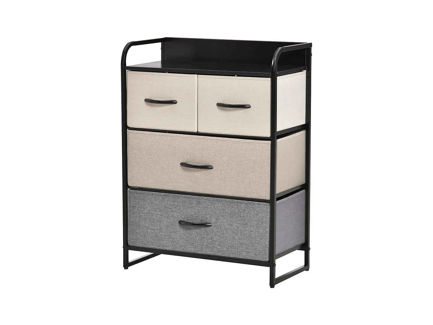 Meuble de rangement chiffonnier 4 tiroirs en tissu 58 x 29 x 78,5 cm noir gris écru beige